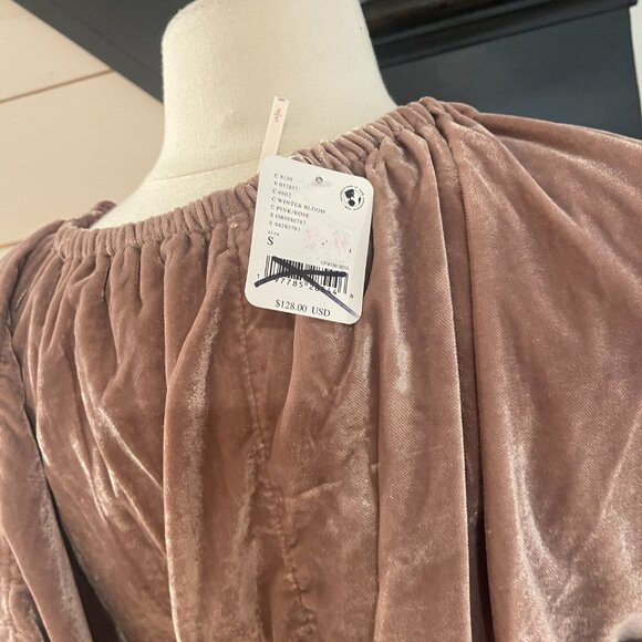 Free People Portia Lantern Sleeve Velvet Mini Dress in Winter Bloom NWT  Size - Picture 13 of 13